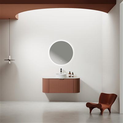 خزانة حمام مستديرة مع مرآة